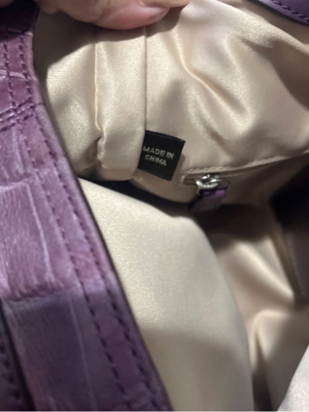 COACH Madison Maggie Exotic
Croc Embossed Leather Shoulder Bag Purple - Picture 10 of 14